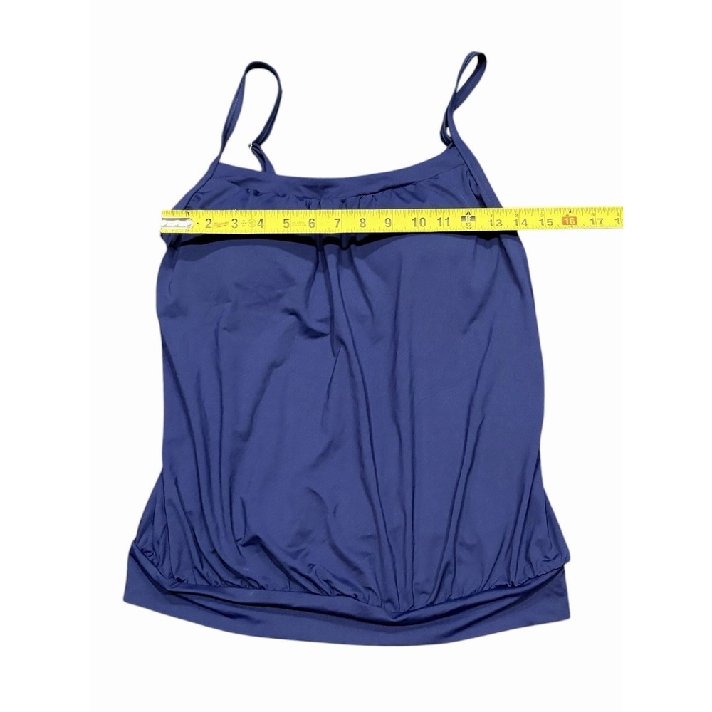 Lands End Womens 8 Blouson Tummy Hiding Tankini Top Swimsuit Blue Shelf Bra NWT - Picture 4 of 7
